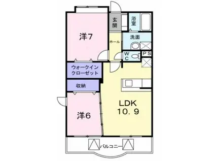 W・フォンターナ(2LDK/4階)の間取り写真