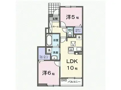 ラ・カーサ ドルチェ(2LDK/1階)の間取り写真