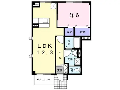 プリムローズII(1LDK/1階)の間取り写真