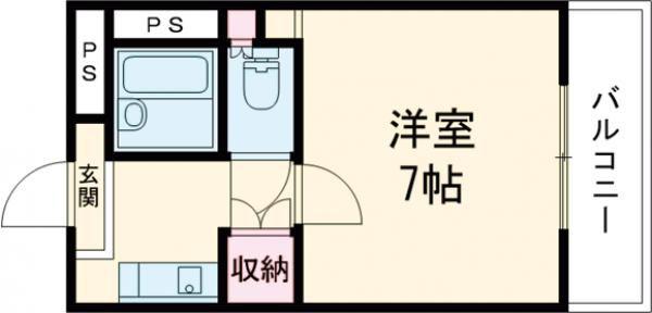 アイリスハイツ2号館(1K/4階)の間取り写真