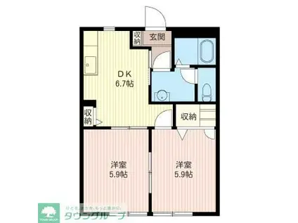 サンフルール(2DK/1階)の間取り写真