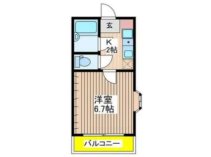 コーポ溝手(1K/2階)の間取り写真