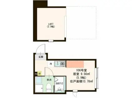 ケルシュージュ(ワンルーム/1階)の間取り写真