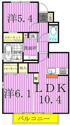 プランドール(2LDK/1階)の間取り写真
