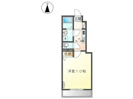 ブルースカイ(1K/1階)の間取り写真