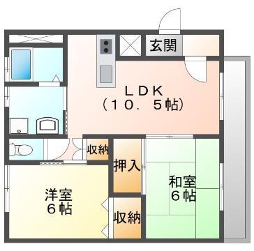 サン・オーレせんだ(2LDK/2階)の間取り写真