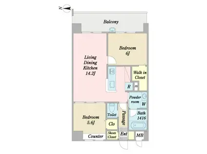 サンスクエア都島(2LDK/3階)の間取り写真