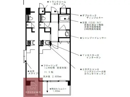 サイドヒルII(1K/4階)の間取り写真