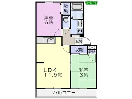 サンライズガーデン(2LDK/1階)の間取り写真