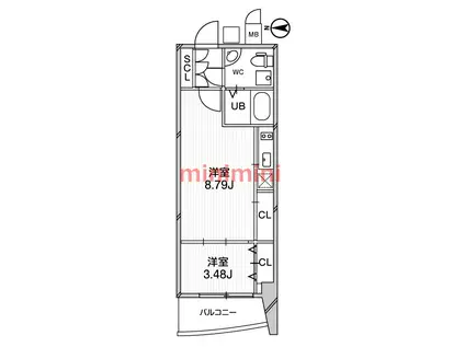 LADOUCEUR江坂(1LDK/7階)の間取り写真