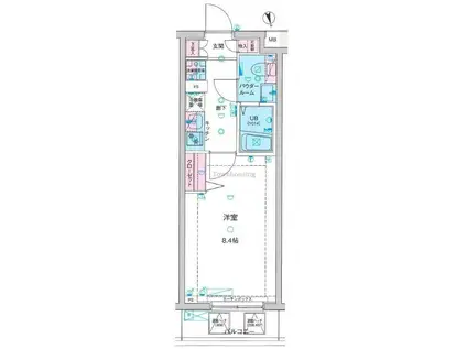 GENOVIA亀戸水神SKYGARDEN(1K/4階)の間取り写真