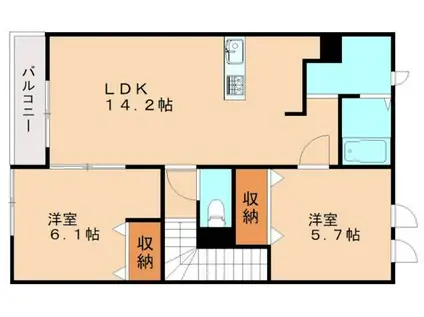 メゾングランデ(2LDK/2階)の間取り写真