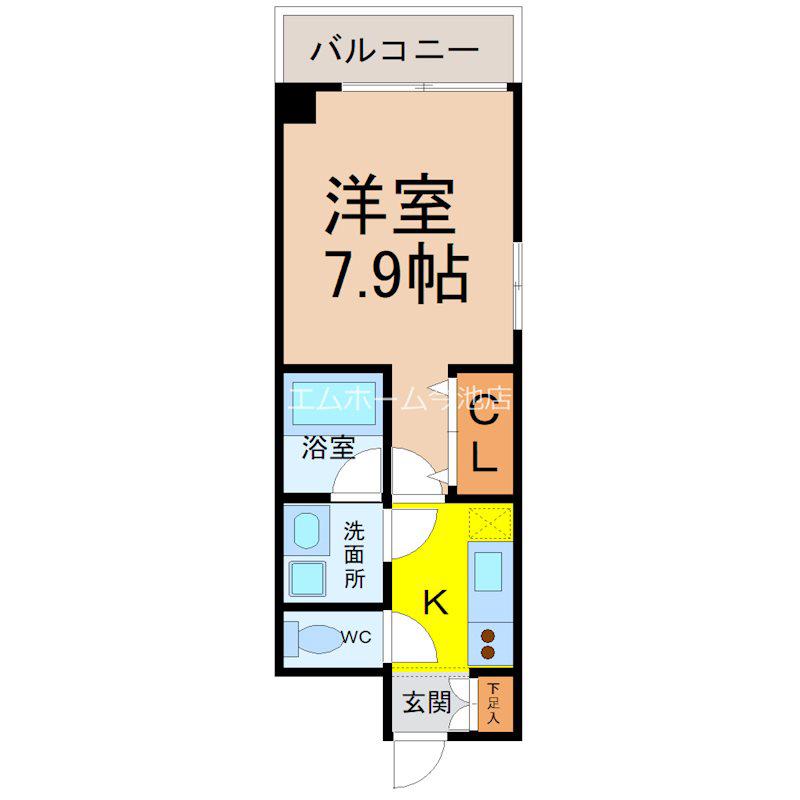 リヴシティ今池(1K/4階)の間取り写真