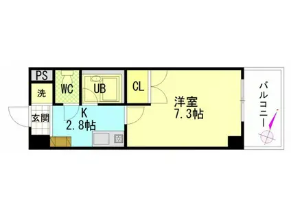 シャンテ中垣(1K/3階)の間取り写真