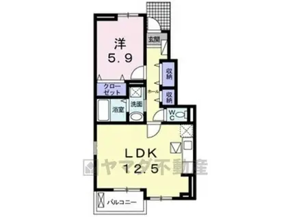 フレーシュA(1LDK/1階)の間取り写真
