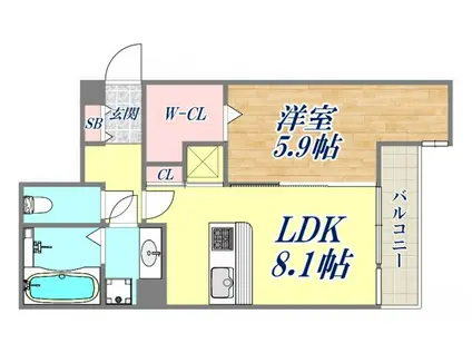サライ武庫之荘(1LDK/2階)の間取り写真