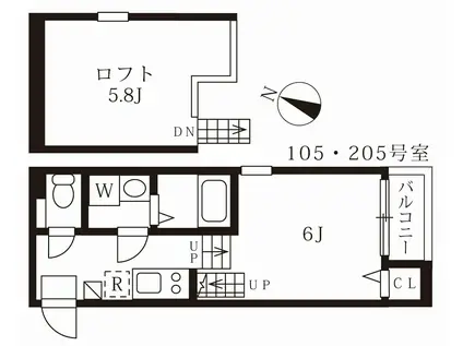 ユースター川名(1K/1階)の間取り写真