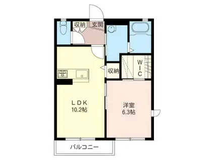 レイクロワールV(1LDK/2階)の間取り写真