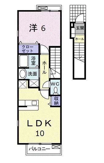 LIVE有泉C(1LDK/2階)の間取り写真