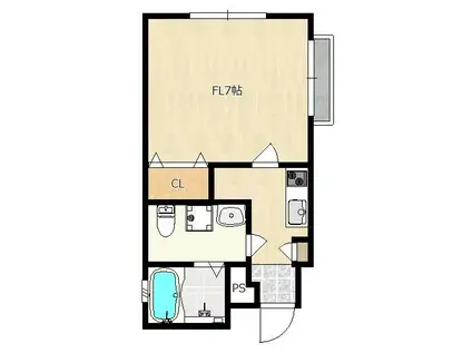 アムール・W(1K/1階)の間取り写真