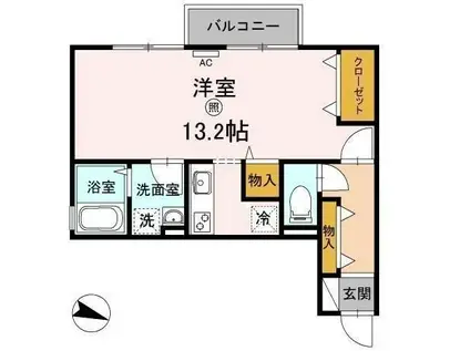 ボナールヴィラⅡ(ワンルーム/2階)の間取り写真