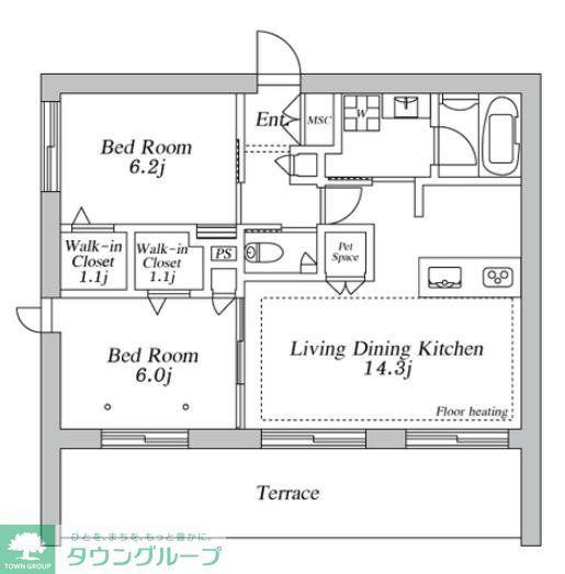 アノイエ 西棟(2LDK/1階)の間取り写真