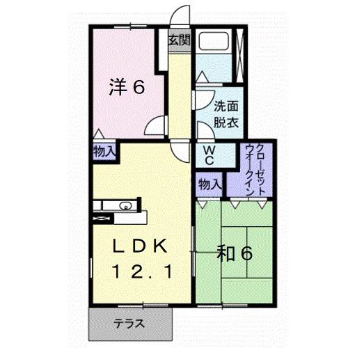 マ・メゾン吉備II(2LDK/1階)の間取り写真