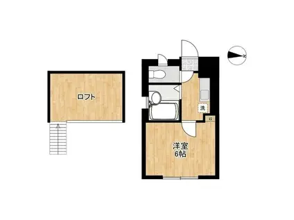 ロングット(1K/2階)の間取り写真