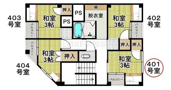 ウエストキャピタル大正(ワンルーム/4階)の間取り写真