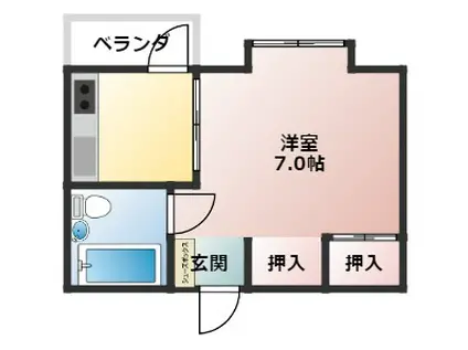ドミール・カミ(ワンルーム/2階)の間取り写真