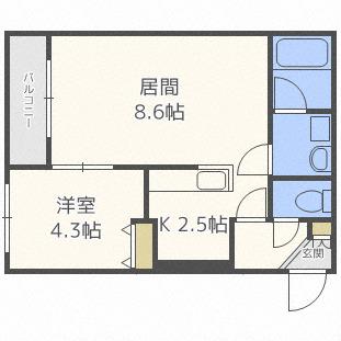 フェリシアコート(1LDK/3階)の間取り写真