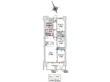 スプランディッド大阪NAMBA LINE旧スプランディッドXIイレ(3LDK/14階)の間取り写真