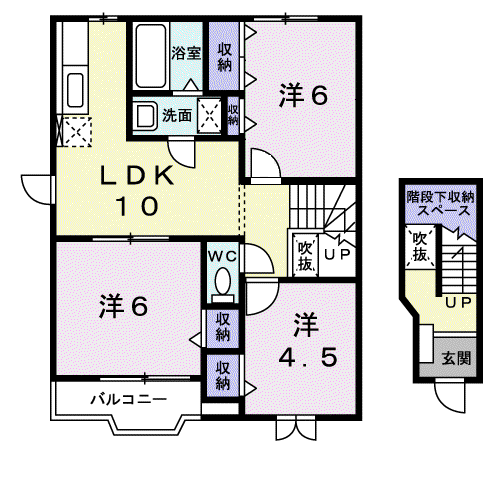 スウィートオーシャンD(3LDK/2階)の間取り写真