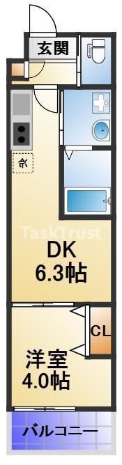 ALEGRIA守口金下町(1DK/2階)の間取り写真