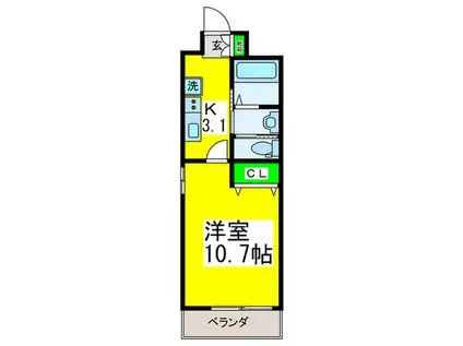 ディモア増田(1K/4階)の間取り写真