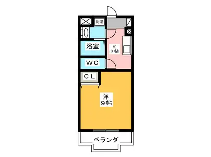 カウベルI(1K/4階)の間取り写真