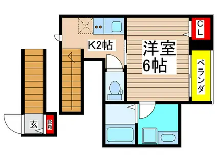 カーザ・アレグリ(1K/2階)の間取り写真