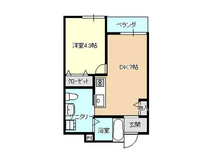 クオーレ山手(1DK/1階)の間取り写真