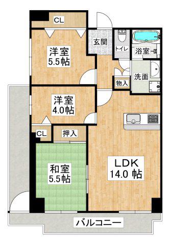 コモンパレス清水が丘(3LDK/6階)の間取り写真