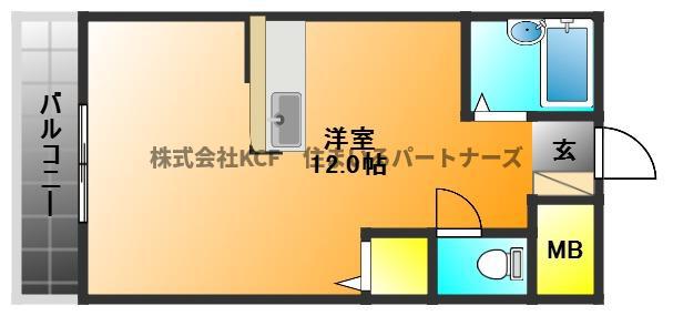 アザレアハイツ蒲池(ワンルーム/2階)の間取り写真