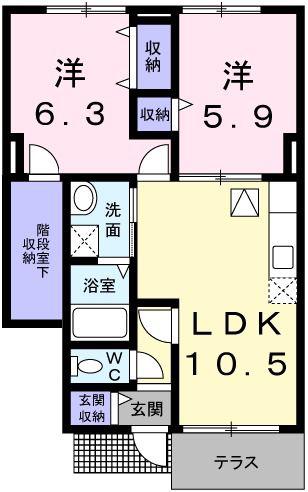 フローレス(2LDK/1階)の間取り写真