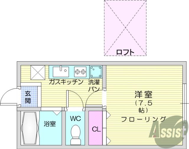 コーポサンパレス(1K/2階)の間取り写真