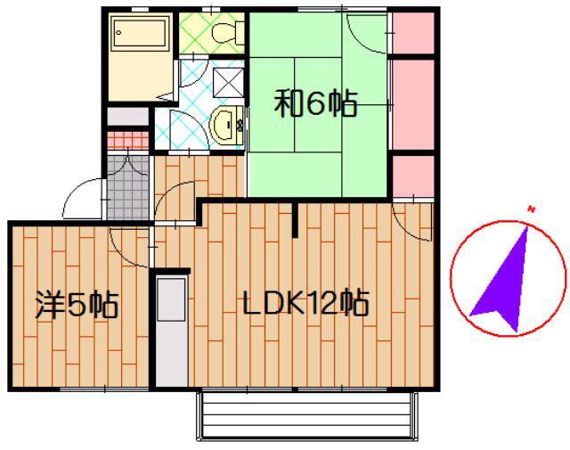セレス宮浦(2LDK/1階)の間取り写真