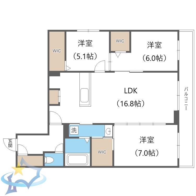 CARRERA行啓通(3LDK/3階)の間取り写真
