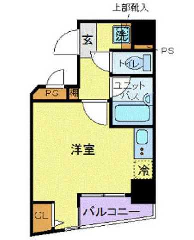 スカイコート新宿曙橋第2(ワンルーム/7階)の間取り写真