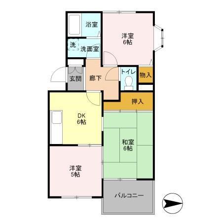 シャルマン壱番館(3DK/1階)の間取り写真
