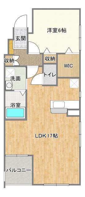 クレシェンド(1LDK/1階)の間取り写真