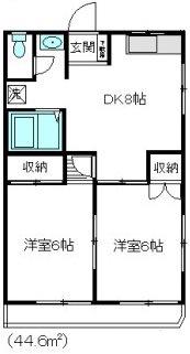 ホワイトハウス(2DK/2階)の間取り写真