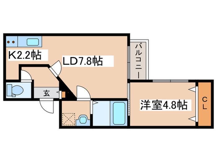 ディスティーノレジデンシア715(1LDK/4階)の間取り写真