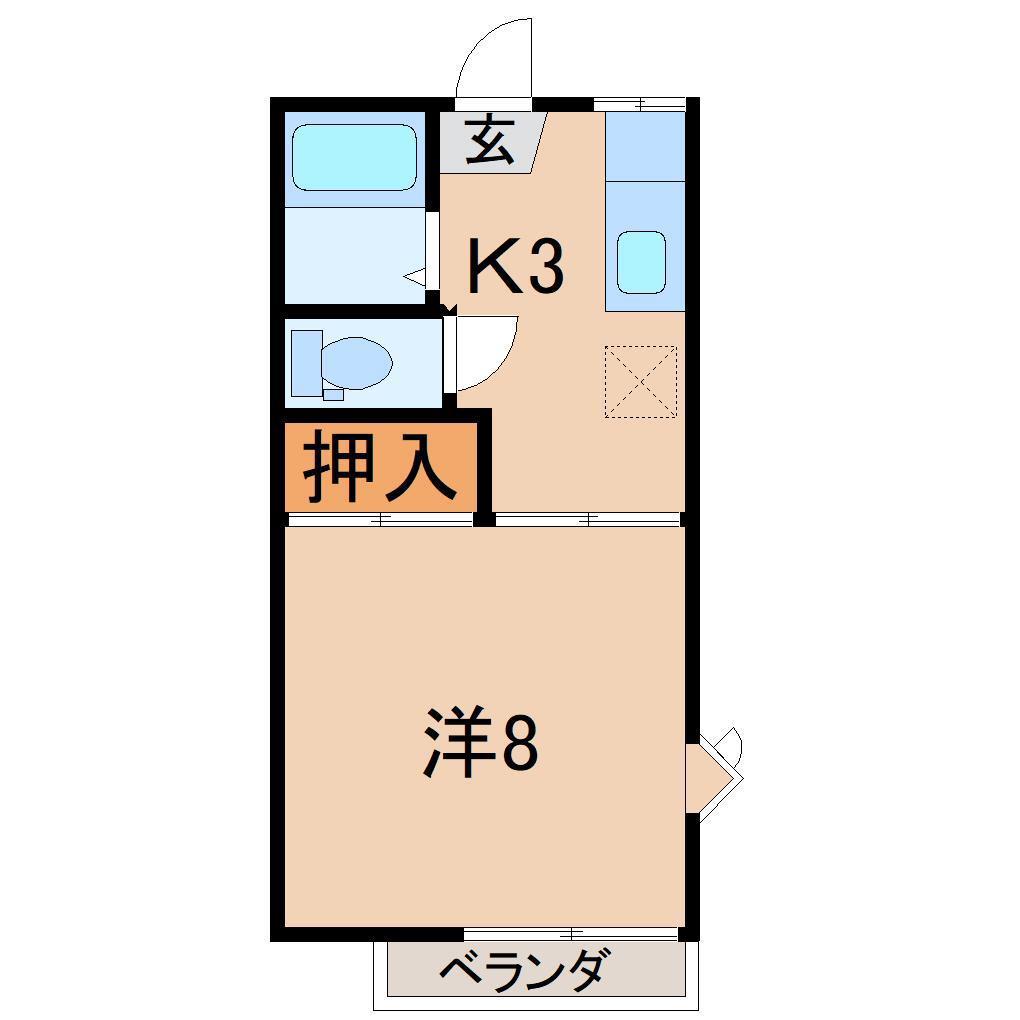 パールハイツ(1K/2階)の間取り写真